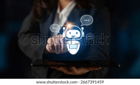 AI chatbot virtual assistant interacting with users through AI conversation bubbles, symbolizing AI automation, smart communication, and AI digital artificial intelligence help support Latch
