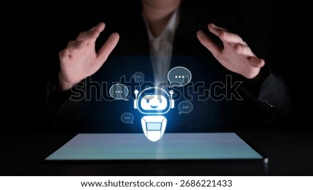 AI chatbot virtual assistant interacting with users through AI conversation bubbles, symbolizing AI automation, smart communication, and AI digital artificial intelligence help support Latch