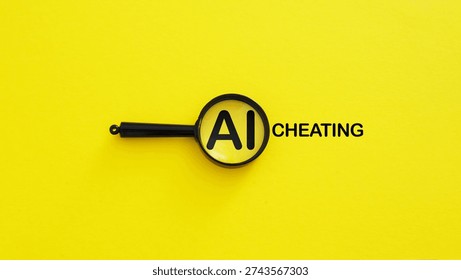 AI cheating and academic integrity problem concept, artificial intelligence generated assignments, plagiarism detection and student ethics, digital cheating risks