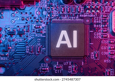 Ai Chips, AI microprocessor, Artificial intelligent memory computer processor on circuit board. - Powered by Shutterstock - Get 15% off with code: PIKWIZARD15