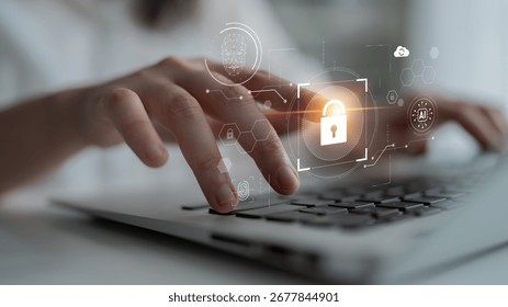 AI cyber security system using biometric authentication and privacy control. Cyber security protects identity, cybersecurity detects threats, cybersecurity ensures safety, and secures data. Latch