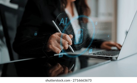 AI cyber security system using biometric authentication and privacy control. Cyber security protects identity, cybersecurity detects threats, cybersecurity ensures safety, and secures data. Marrow