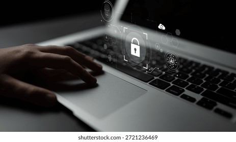 AI cyber security system using biometric authentication and privacy control. Cyber security protects identity, cybersecurity detects threats, cybersecurity ensures safety, and secures data. Latch