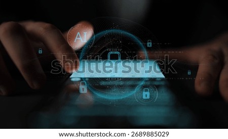 AI cyber security system using biometric authentication and privacy control. Cyber security protects identity, cybersecurity detects threats, cybersecurity ensures safety, and secures data. Marrow