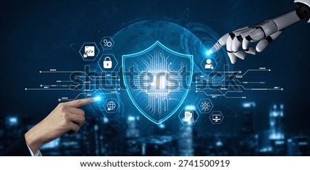 AI cybersecurity safeguards systems with encryption, access control, and AI secure data flow. Futuristic cyber security featuring AI digital shield, zero trust and AI threat detection system. Corpus