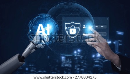 AI cybersecurity safeguards systems with encryption, access control, and AI secure data flow. Futuristic cyber security featuring AI digital shield, zero trust and AI threat detection system. Corpus