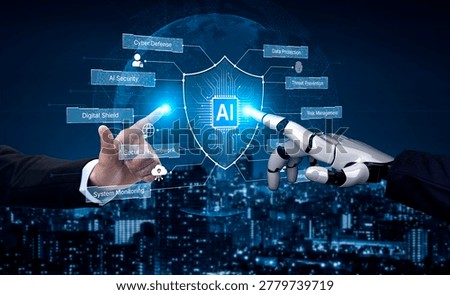 AI cybersecurity safeguards systems with encryption, access control, and AI secure data flow. Futuristic cyber security featuring AI digital shield, zero trust and AI threat detection system. Corpus