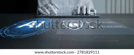 AI cybersecurity safeguards systems with encryption, access control, and AI secure data flow. Futuristic cyber security featuring AI digital shield, zero trust and AI threat detection system. Corpus