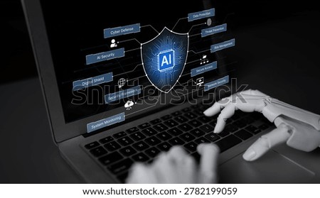 AI cybersecurity safeguards systems with encryption, access control, and AI secure data flow. Futuristic cyber security featuring AI digital shield, zero trust and AI threat detection system. Corpus