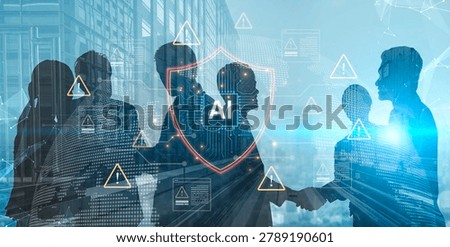 AI cybersecurity safeguards systems with encryption, access control, and AI secure data flow. Futuristic cyber security featuring AI digital shield, zero trust and AI threat detection system. Corpus