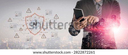 AI cybersecurity safeguards systems with encryption, access control, and AI secure data flow. Futuristic cyber security featuring AI digital shield, zero trust and AI threat detection system. Corpus