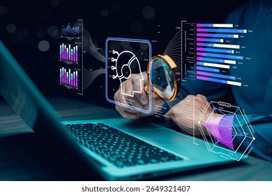 AI with Data Analytics and Data Management Systems and Metrics connected to corporate strategy database for Finance, Intelligence, Business Analytics with Key Performance Indicators, social network