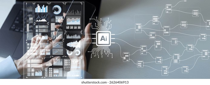 AI and Data Processing for Enhanced Insights on a Wide Banner, Business and Technology Concept.