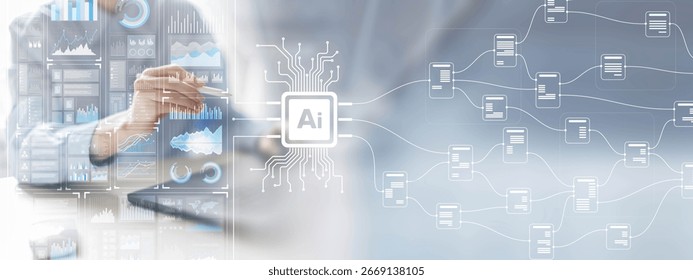 AI and Data Processing for Enhanced Insights on a Wide Banner, Business and Technology Concept.