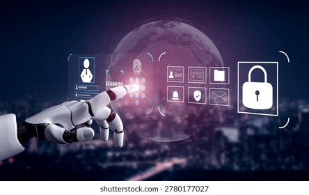 An AI digital security system for user authentication and access control. AI data protection using biometrics and secure login protocols. Motif