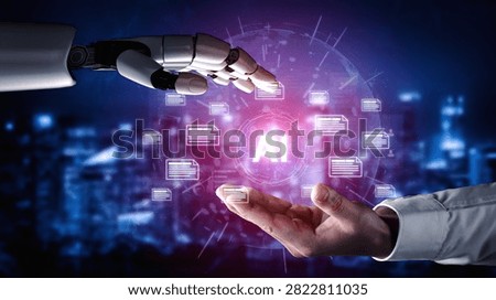 AI document automation concept with floating files and knowledge cards. Document NLP processing, search, document summarization, LLM document management for DMS enterprise workflows. Corpus