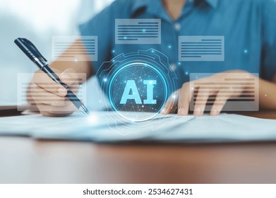 AI document management, a businesswoman can ensure secure file storage, easy retrieval, and compliance with data protection regulations. - Powered by Shutterstock