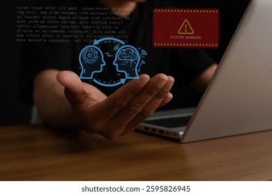 AI Error Alert Concept Automatic alert for error notification and maintenance of laptop users with AI technology system detects errors