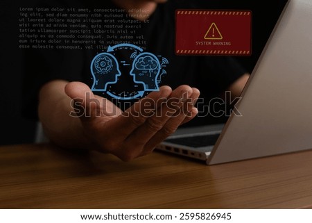AI Error Alert Concept Automatic alert for error notification and maintenance of laptop users with AI technology system detects errors