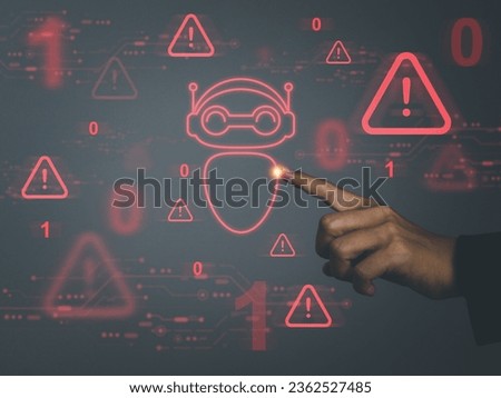 AI Error, System Alert Artificial Intelligence technology has detected a serious system error. System connection failed technology crimes