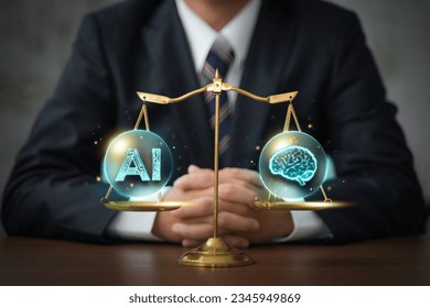 AI ethics and legal concepts artificial intelligence law and online technology of legal regulations Controlling artificial intelligence technology is a high risk. - Shutterstock ID 2345949869