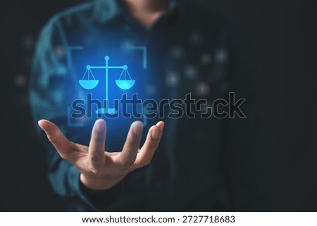 AI ethics and responsible artificial intelligence concept with digital justice scale, representing fairness, transparency, legal compliance, governance, decision-making, and technology in society.