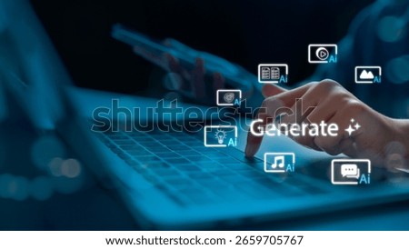 AI generation technology allows users to create diverse digital content including text, images, video, and audio automatically, boosting creativity, productivity, and intelligent automation.