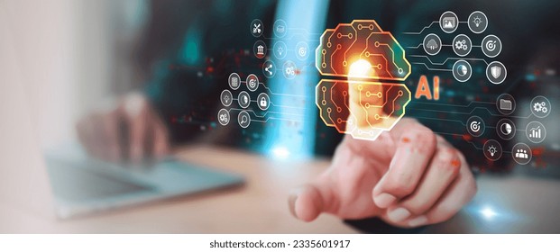 AI generative learning or artificial intelligence brain system for global cyber digital transformation technology ideas or Use Ai for Data analysis, processing and management internet of things IoT