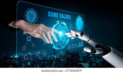 AI guided implementation of corporate core values and business ethics. These AI monitored principles guide the company culture and vision. Motif