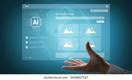 AI image generator interface enables image, AI, and generator process by converting user prompt into visual content using intelligent algorithms Vouch