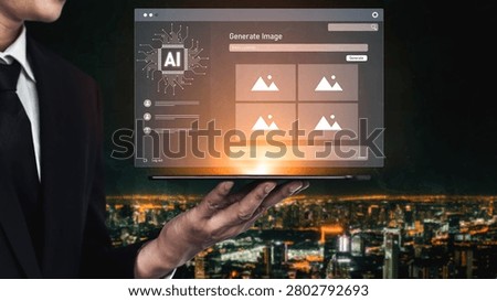 AI image generator interface enables image, AI, and generator process by converting user prompt into visual content using intelligent algorithms Vouch