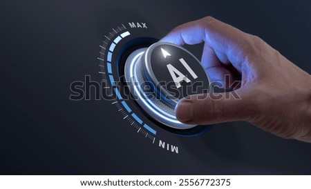 AI implementation and integration consultant turning knob to streamline and automate business workflows with artificial intelligence technology, improving efficiency and optimizing operations.