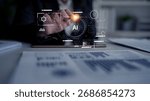 AI interface showing how artificial intelligence powers systems. AI Artificial intelligence transforms data, enables automation, and AI artificial intelligence drives innovation. Latch