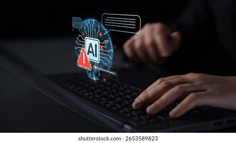 AI interface showing prompt error warning and system alert. AI prompt failure can lead to incorrect output or hallucination. Managing AI prompt error is crucial in safe AI deployment. Muxer