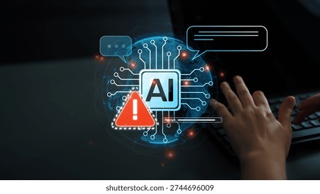 AI interface showing prompt error warning and system alert. AI prompt failure can lead to incorrect output or hallucination. Managing AI prompt error is crucial in safe AI deployment. Muxer