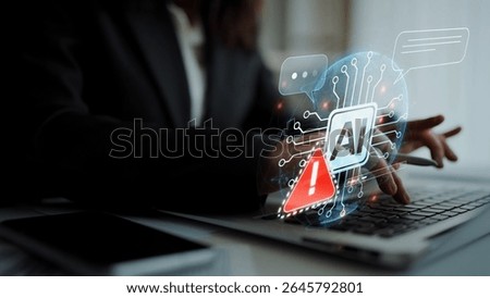 AI interface showing prompt error warning and system alert. AI prompt failure can lead to incorrect output or hallucination. Managing AI prompt error is crucial in safe AI deployment. Muxer