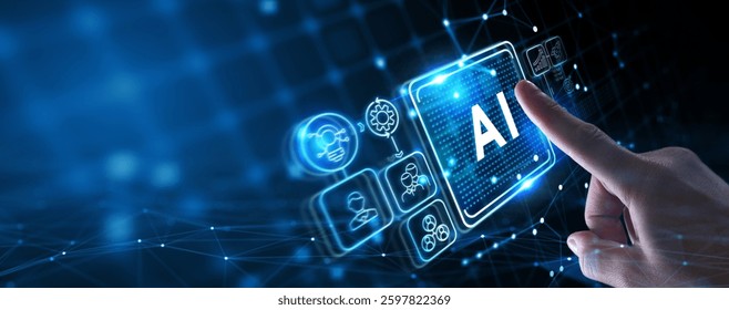 AI Learning and Artificial Intelligence Concept. Business, modern technology, internet and networking concept.