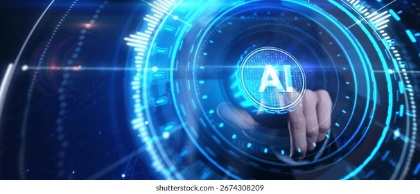 AI Learning and Artificial Intelligence Concept. Business, modern technology, internet and networking concept.