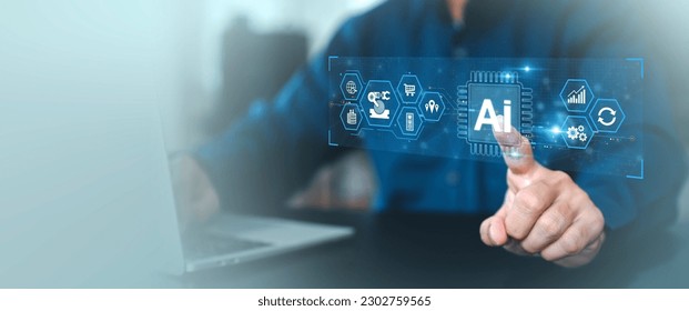 AI learning and business artificial intelligence system for cyber digital transformation technology of ideas and global or Use Ai for Data analysis, processing and management internet of things IoT - Powered by Shutterstock