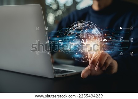 AI learning and business artificial intelligence, modern , transformation of ideas and the adoption of technology in business in the digital age, enhancing global business capabilities , Ai.
