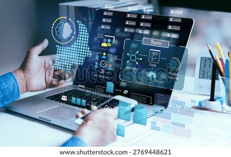 Ai learning concepts with agentic ai autonomous system.Work flow with intelligence technology support
