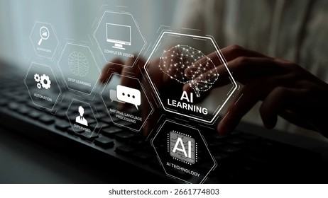 AI learning system involves deep learning, supervised machine learning, and natural language processing. AI learning diagram shows how AI advances learn in automation and data processing. Muxer