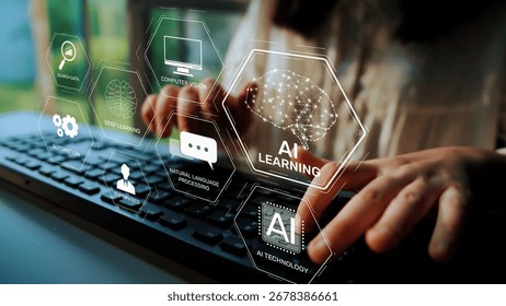 AI learning system involves deep learning, supervised machine learning, and natural language processing. AI learning diagram shows how AI advances learn in automation and data processing. Muxer