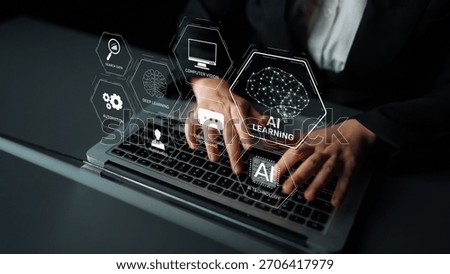 AI learning system involves deep learning, supervised machine learning, and natural language processing. AI learning diagram shows how AI advances learn in automation and data processing. Muxer