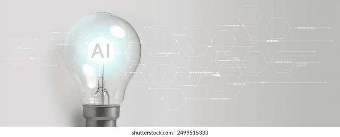 AI lightbulb concept with digital connections Ideal for themes of AI, technology, and futuristic innovations.

 - Powered by Shutterstock - Get 15% off with code: PIKWIZARD15