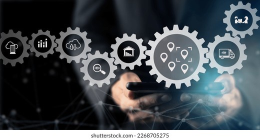  AI in logistics and supply chain management concept. More accurate, reliable, and cost-effective. Planning with real-time visibility and control over a fully optimized supply chain. Digital twin tech - Shutterstock ID 2268705275
