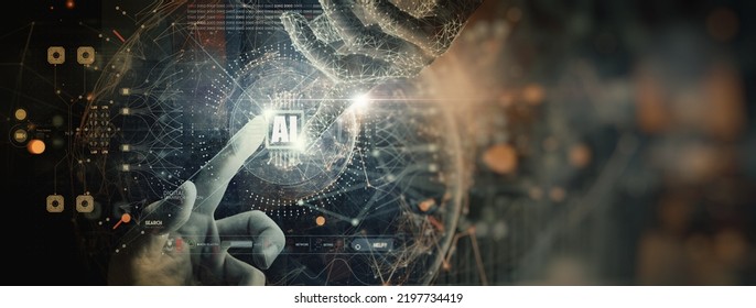 AI, Machine Learning Concept,Hands Robot And Human Touching Global Circuit Big Data Network Connection Background, Science And Artificial Intelligence Technology,innovation Technology Futuristic.