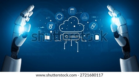 An AI managed cloud storage and data synchronization ecosystem. A concept of smart cloud computing for file storage, backup, and sharing. Motif
