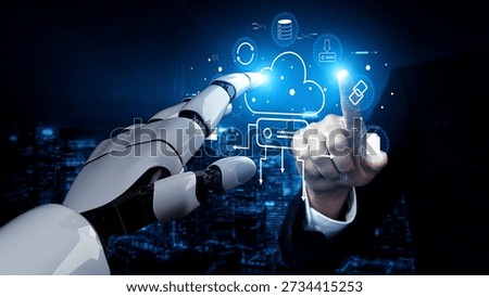 An AI managed cloud storage and data synchronization ecosystem. A concept of smart cloud computing for file storage, backup, and sharing. Motif