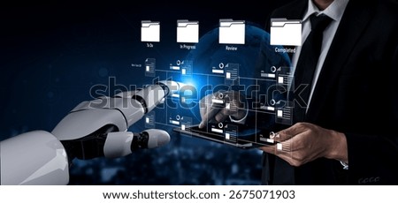 AI managing task workflow system, tracking document progress, analyzing productivity levels, and automating the status flow across structured project stages. Vouch